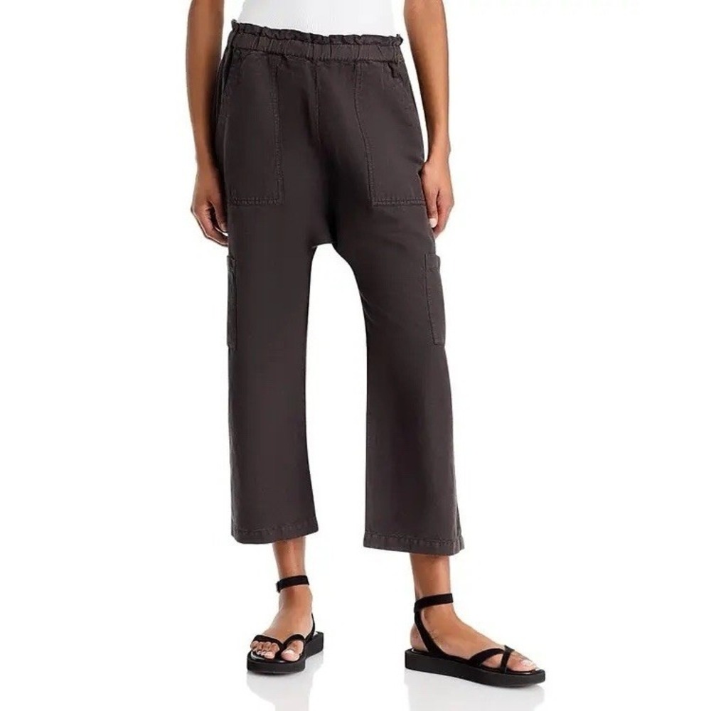 NWT NSF Shailey Paperbag Pants Linen Cotton Dropped Crotch Lagenlook M Black New